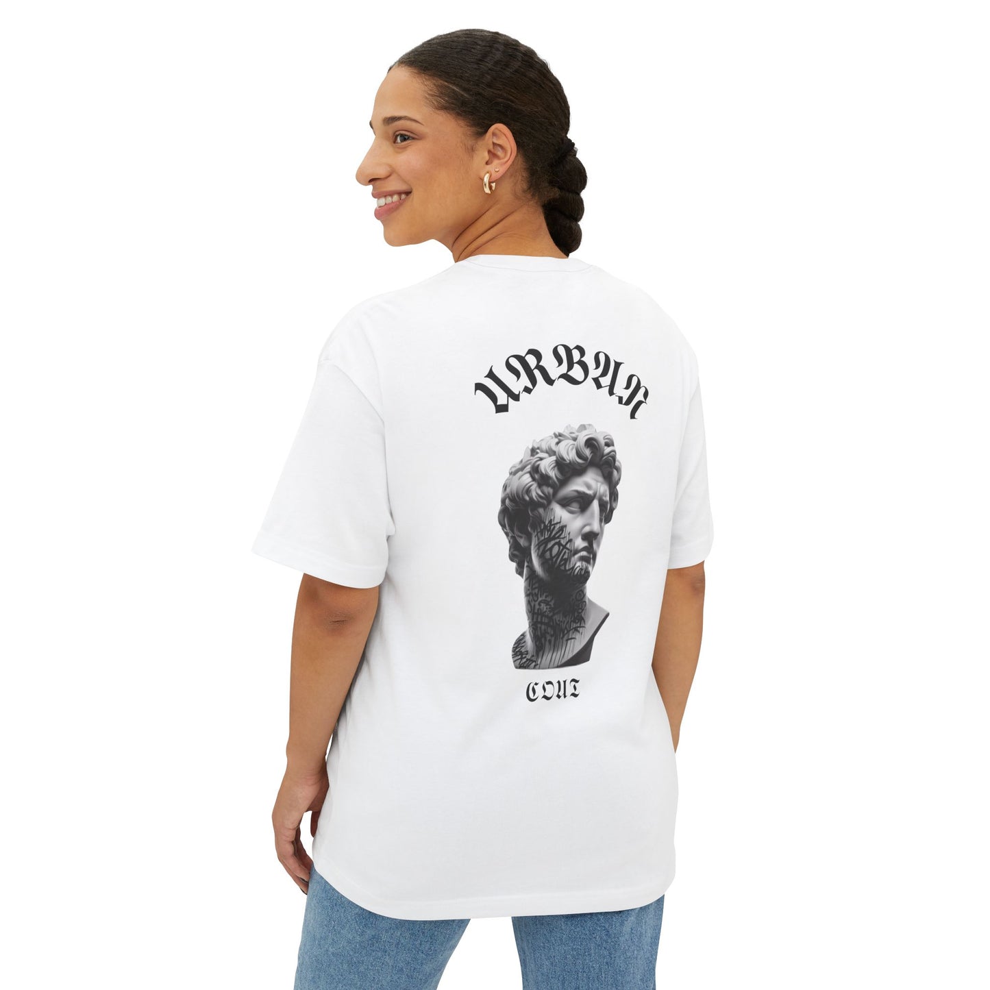 Camiseta Oversized 100% algodón con estampado [diseño único], cuello redondo, variedad de colores