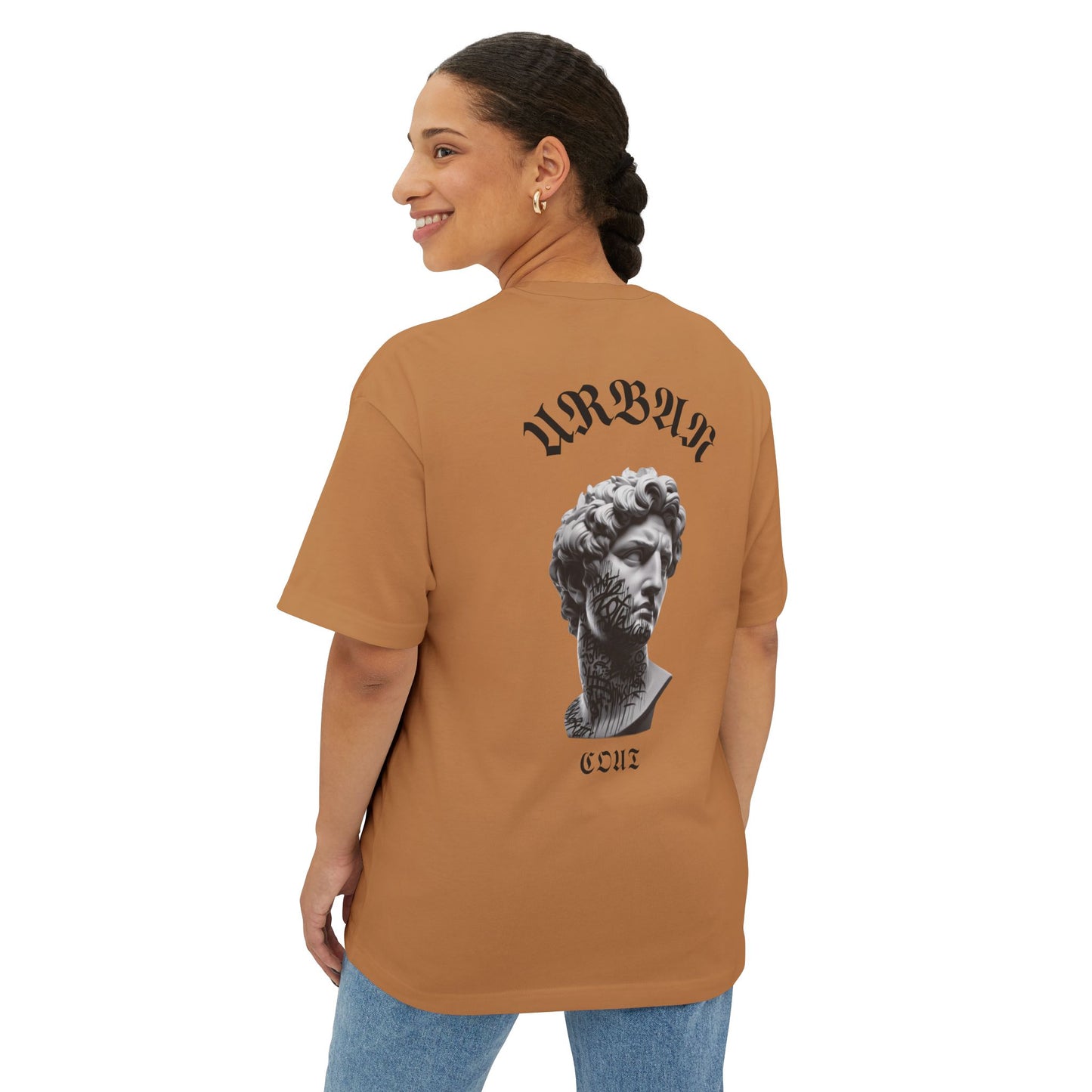 Camiseta Oversized 100% algodón con estampado [diseño único], cuello redondo, variedad de colores