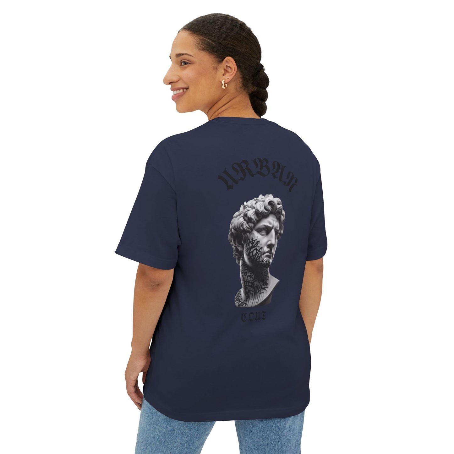 Camiseta Oversized 100% algodón con estampado [diseño único], cuello redondo, variedad de colores