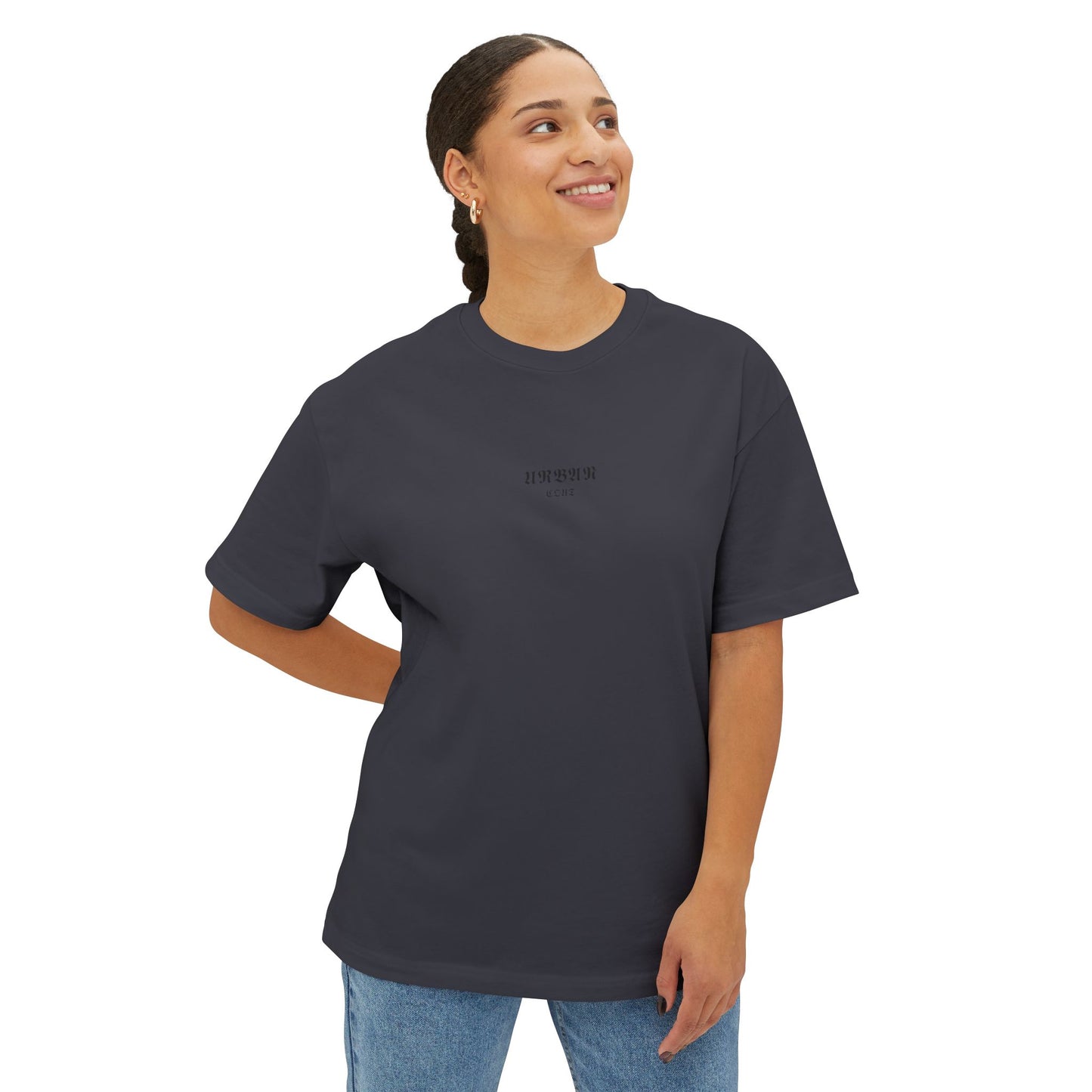 Camiseta Oversized 100% algodón con estampado [diseño único], cuello redondo, variedad de colores