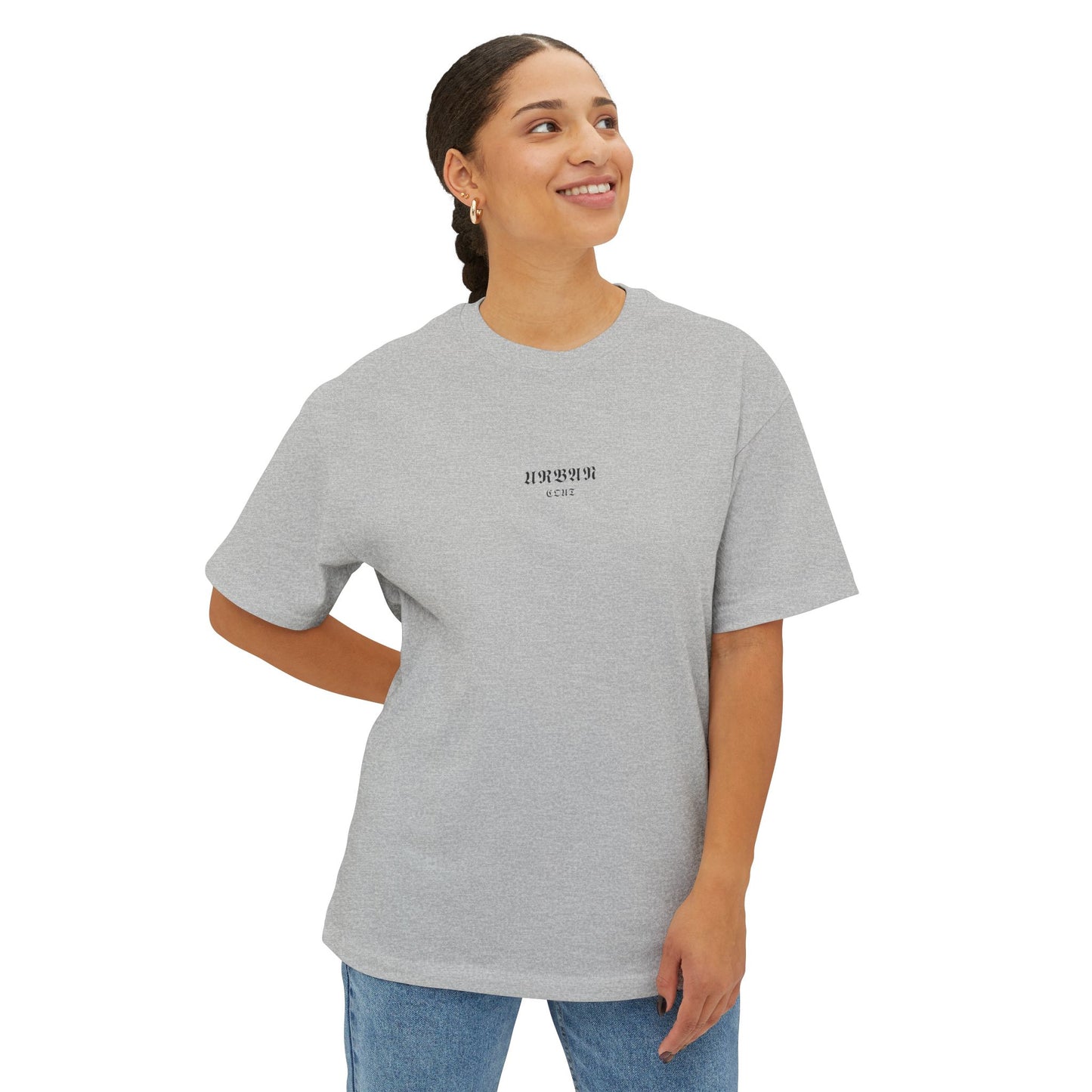 Camiseta Oversized 100% algodón con estampado [diseño único], cuello redondo, variedad de colores