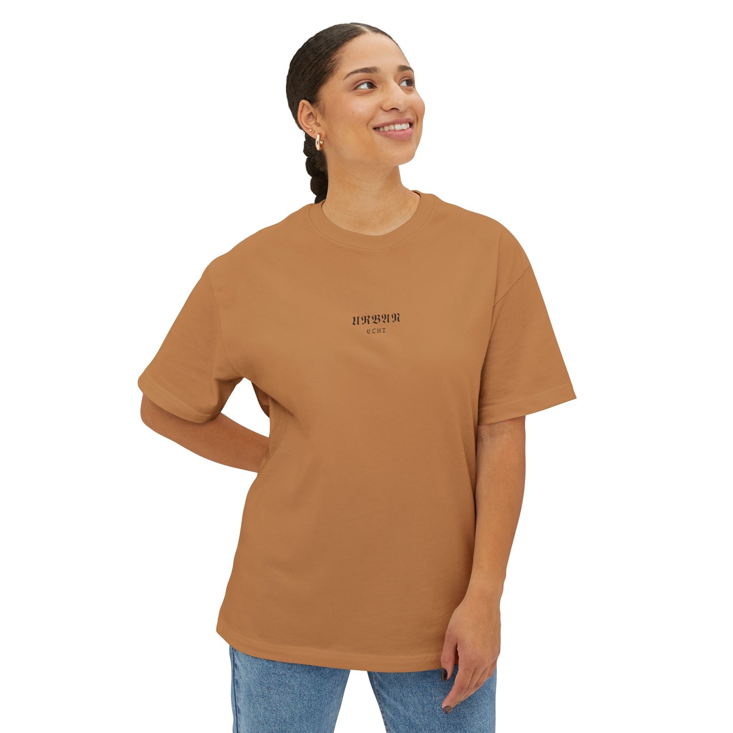 Camiseta Oversized 100% algodón con estampado [diseño único], cuello redondo, variedad de colores