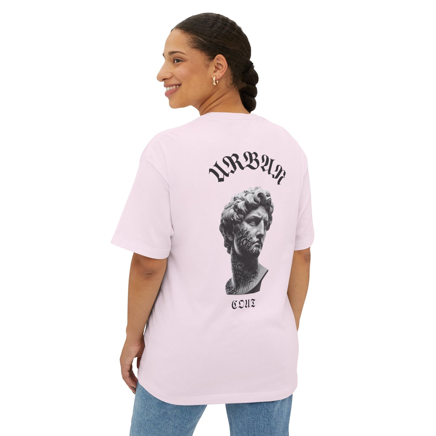 Camiseta Oversized 100% algodón con estampado [diseño único], cuello redondo, variedad de colores